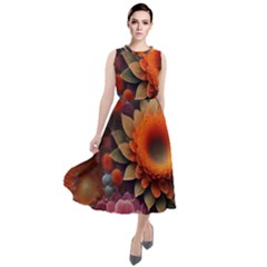 Flowers Flower Blossoms Petals Blooms Round Neck Boho Dress by 99art
