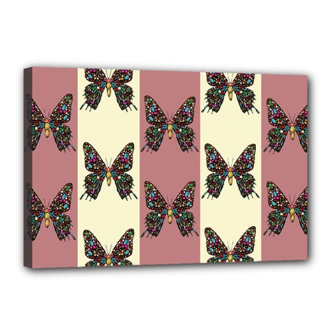 Butterflies Pink Old Ancient Texture Decorative Canvas 18  X 12  (stretched) by 99art