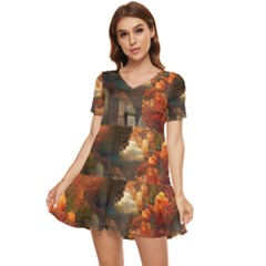 Collage Art Ai Wow Awesome Tiered Short Sleeve Babydoll Dress by 99art