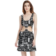 Music Pattern Black White Velour Cutout Dress by 99art