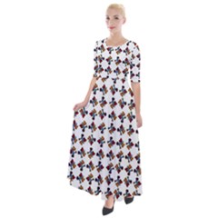 Mixed Abstract Colors Pattern Half Sleeves Maxi Dress by dflcprintsclothing