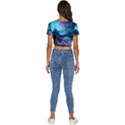 Abstract Graphics Nebula Psychedelic Space Short Sleeve Square Neckline Crop Top  View4
