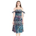 Graffiti Art Psychedelic Art Graphic Design Modern Art Shoulder Tie Bardot Midi Dress View1