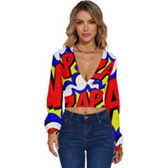 Zap Comic Book Fight Long Sleeve Deep-v Velour Top by 99art
