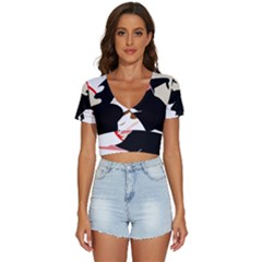 Bat Broom Broomstick V-neck Crop Top by 99art