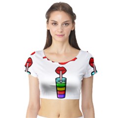 Animation-eyes-cartoon-cute-comic Short Sleeve Crop Top by 99art