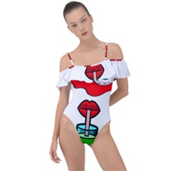 Animation-eyes-cartoon-cute-comic Frill Detail One Piece Swimsuit by 99art