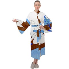 Spirit-boat-funny-comic-graphic Maxi Velvet Kimono by 99art
