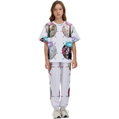 Ladybug-flower-pattern-shabby-chic Kids  Tee And Pants Sports Set by 99art