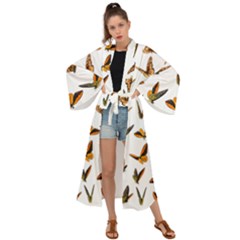 Butterfly Butterflies Insect Swarm Maxi Kimono by 99art
