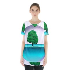 Crystal-ball-sphere-cartoon Color Background Skirt Hem Sports Top by 99art