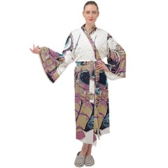Drawing-astronaut Maxi Velvet Kimono by 99art