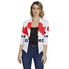 I Love Ginger Women s Draped Front 3/4 Sleeve Shawl Collar Jacket by ilovewhateva