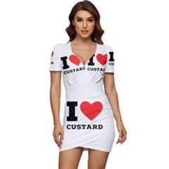 I Love Custard Low Cut Cap Sleeve Mini Dress by ilovewhateva