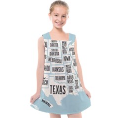 Black White Usa Map States Kids  Cross Back Dress by B30l