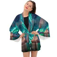 Amazing Aurora Borealis Colors Long Sleeve Kimono by B30l