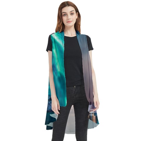 Amazing Aurora Borealis Colors Sleeveless Chiffon Waistcoat Shirt by B30l