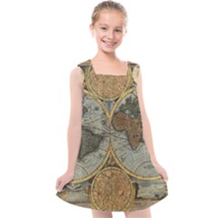 Vintage World Map Travel Geography Kids  Cross Back Dress by B30l
