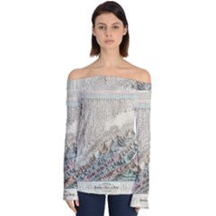 Mountain View Mountain Top Infographics Map Off Shoulder Long Sleeve Top by B30l