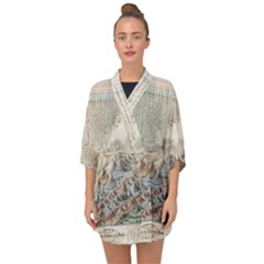 Mountain View Mountain Top Infographics Map Half Sleeve Chiffon Kimono by B30l