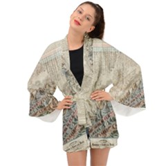 Mountain View Mountain Top Infographics Map Long Sleeve Kimono by B30l