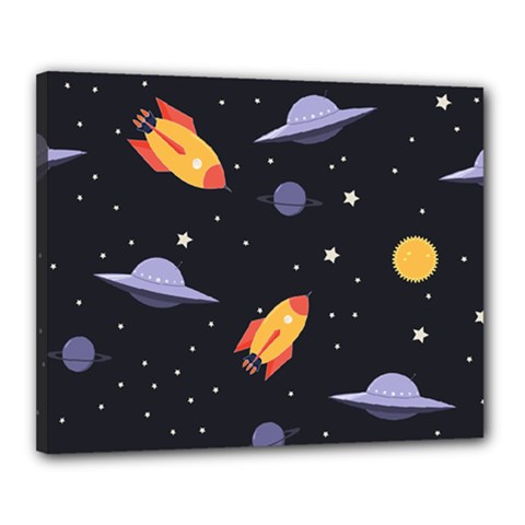 Cosmos Rockets Spaceships Ufos Canvas 20  X 16  (stretched) by Cowasu