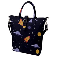 Cosmos Rockets Spaceships Ufos Buckle Top Tote Bag by Cowasu