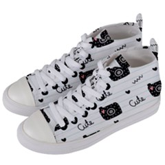Cute Cameras Doodles Hand Drawn Women s Mid-top Canvas Sneakers by Cowasu