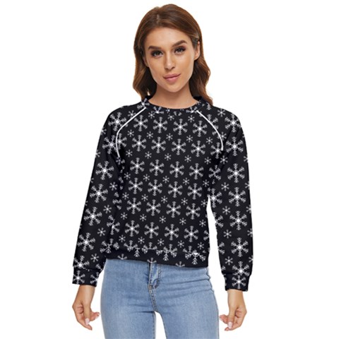 Snowflakes Background Pattern Women s Long Sleeve Raglan Tee by Cowasu