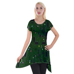 Circuit Board Conductor Tracks Short Sleeve Side Drop Tunic by Cowasu