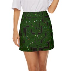 Circuit Board Conductor Tracks Mini Front Wrap Skirt by Cowasu