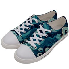 Waves Ocean Sea Abstract Whimsical Abstract Art Men s Low Top Canvas Sneakers by Cowasu