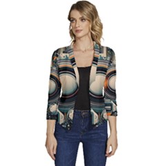 Illustrations Technology Robot Internet Processor Women s Casual 3/4 Sleeve Spring Jacket by Cowasu