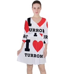 I Love Turron  Quarter Sleeve Ruffle Waist Dress by ilovewhateva