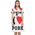 I love pork  Short Sleeve Waist Detail Dress View1