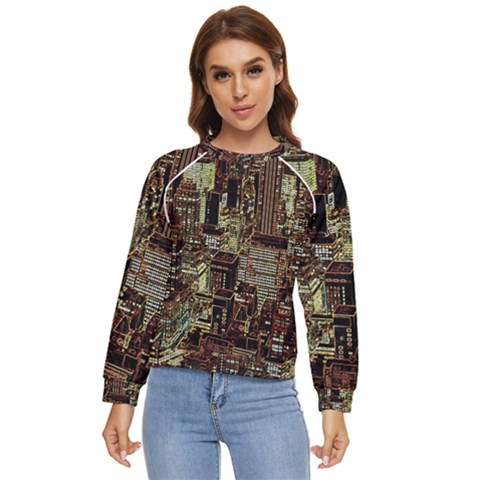 New York City Nyc Skyscrapers Women s Long Sleeve Raglan Tee by Cowasu