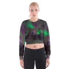 Fantasy Pyramid Mystic Space Aurora Cropped Sweatshirt by Cowasu