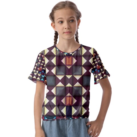 Symmetry Geometric Pattern Texture Kids  Cuff Sleeve Scrunch Bottom Tee by Bangk1t