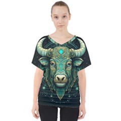 Bull Star Sign V-neck Dolman Drape Top by Bangk1t