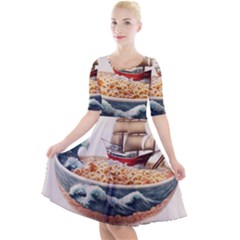 Noodles Pirate Chinese Food Food Quarter Sleeve A-line Dress by Ndabl3x