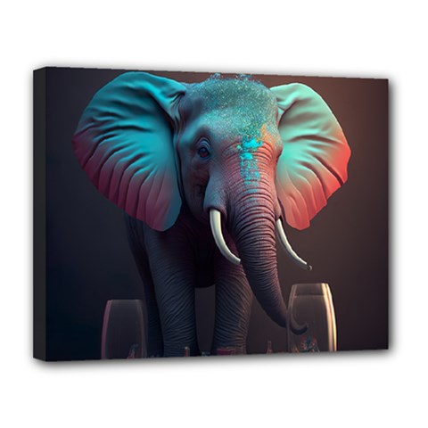 Elephant Tusks Trunk Wildlife Africa Canvas 14  X 11  (stretched) by Ndabl3x