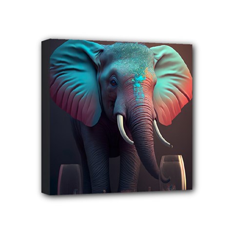 Elephant Tusks Trunk Wildlife Africa Mini Canvas 4  X 4  (stretched) by Ndabl3x