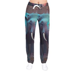 Elephant Tusks Trunk Wildlife Africa Women Velvet Drawstring Pants by Ndabl3x