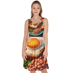 Breakfast Egg Beans Toast Plate Knee Length Skater Dress With Pockets by Ndabl3x