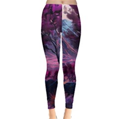 Landscape Painting Purple Tree Leggings  by Ndabl3x
