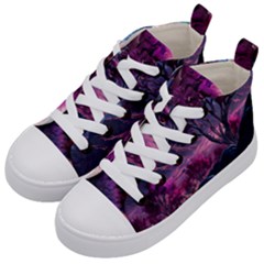 Landscape Painting Purple Tree Kids  Mid-top Canvas Sneakers by Ndabl3x