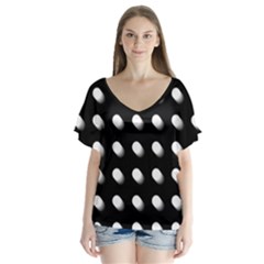 Background Dots Circles Graphic V-neck Flutter Sleeve Top by Ndabl3x