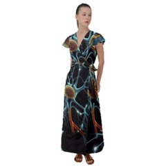 Organism Neon Science Flutter Sleeve Maxi Dress by Ndabl3x