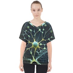 Neuron Network V-neck Dolman Drape Top by Ndabl3x