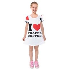 I Love Frappe Coffee Kids  Short Sleeve Velvet Dress by ilovewhateva